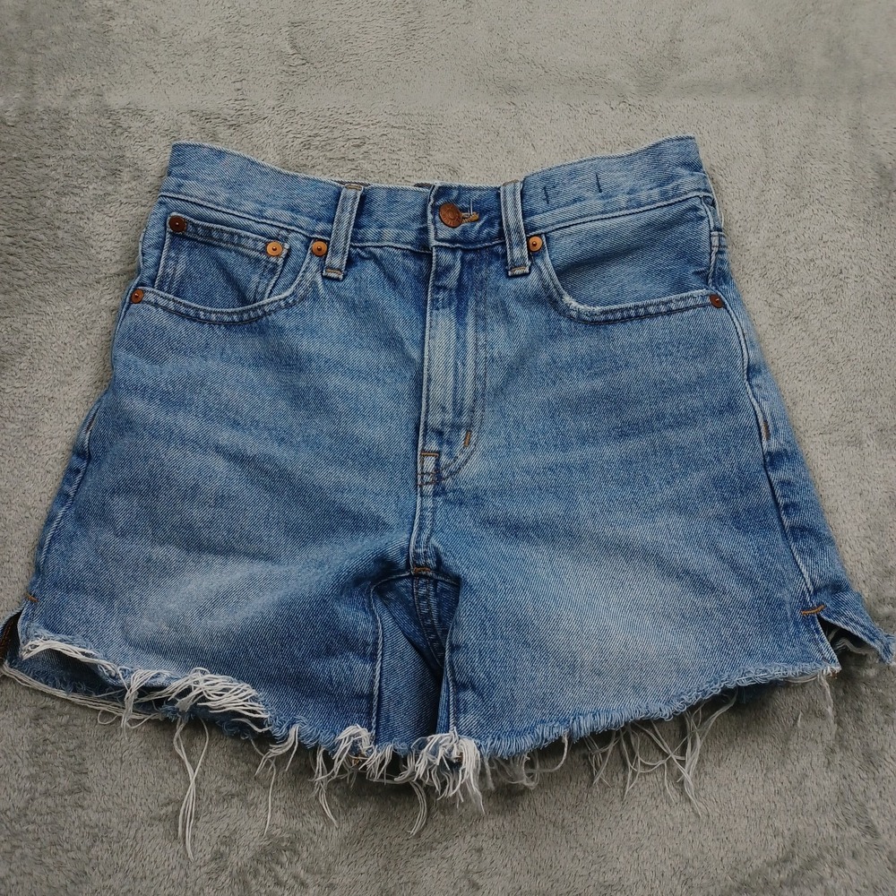 Madewell Shorts Womens 23‎ Blue Denim Mid Length Relaxed Cut Off Preppy